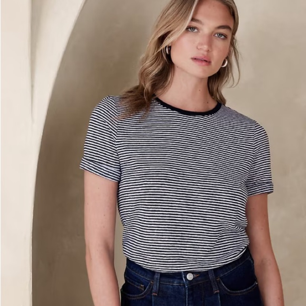 Banana Republic linen stripe t shirt